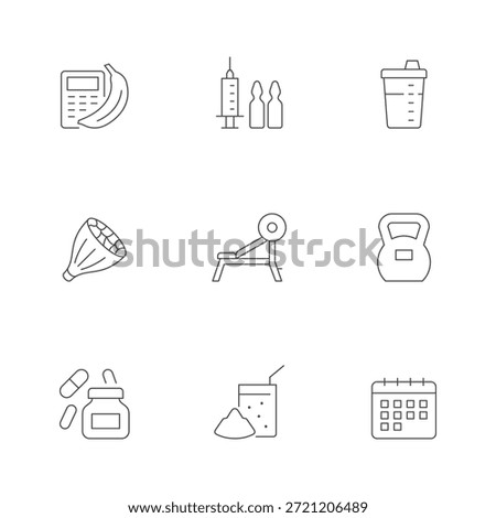 Set line icons of bodybuilding