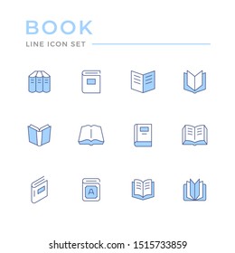 Set line icons of book