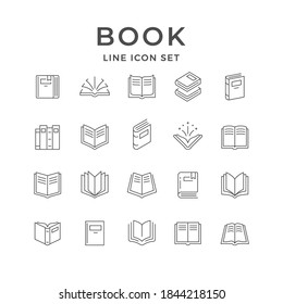 Set line icons of book