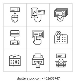 Set line icons of booking tickets