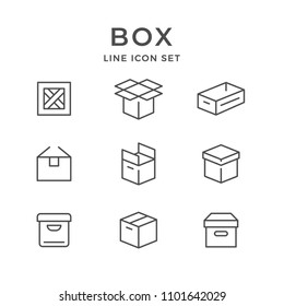 Set line icons of box