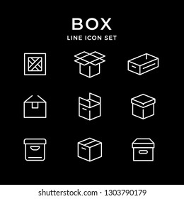 Set line icons of box