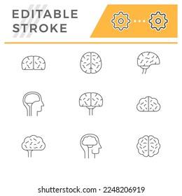 Set line icons of brain