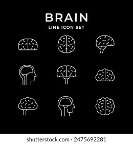 Set line icons of brain