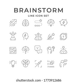 Set line icons of brainstorming