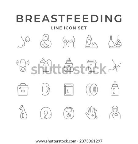 Set line icons of breastfeeding