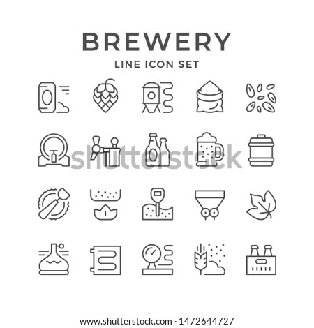 Set line icons of brewery