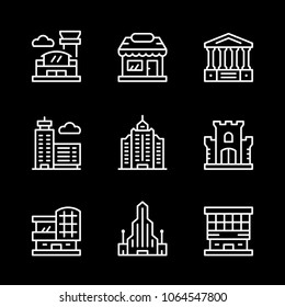 Set line icons of buildings