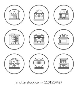 Set line icons of buildings