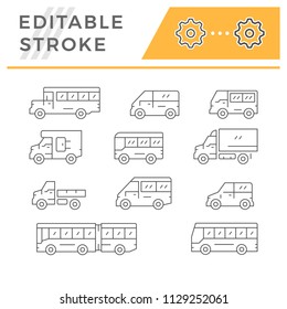 Set line icons of bus and van