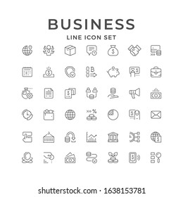 Set line icons of business