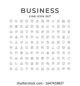 Set line icons of business