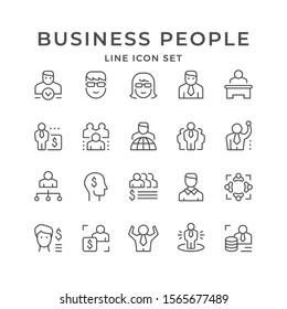 Set line icons of business people