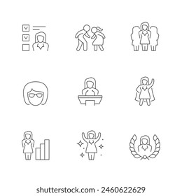 Set line icons of businesswoman