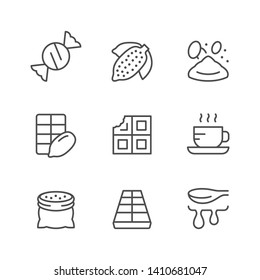 Set line icons of cacao and chocolate