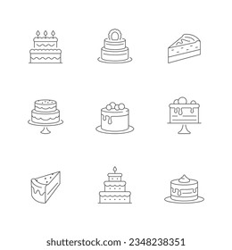 Set line icons of cake