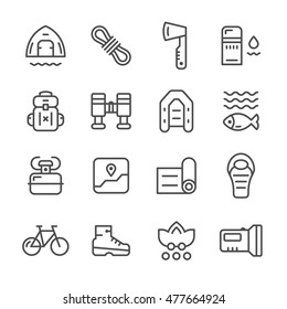 Set line icons of camping