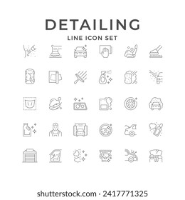 Set line icons of car detailing