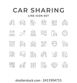 Set line icons of car sharing