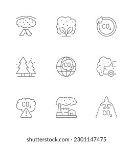 Set line icons of carbon dioxide