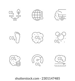 Establecer iconos de línea de dióxido de carbono