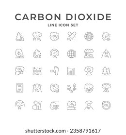 Establecer iconos de línea de dióxido de carbono