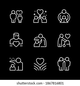 Set line icons of care and support