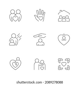 Set line icons of care and support