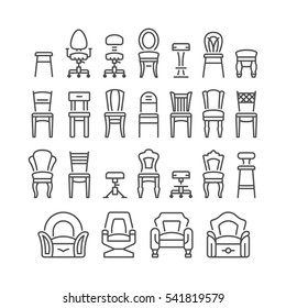 Set line icons of chair