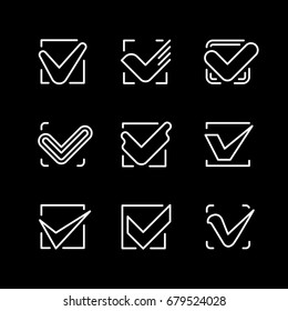 Set line icons of check mark