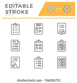 Set line icons of checklist