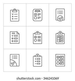 Set line icons of checklist isolated on white. Vector illustration