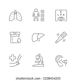 Set line icons of checkup