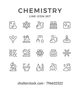 Set line icons of chemistry