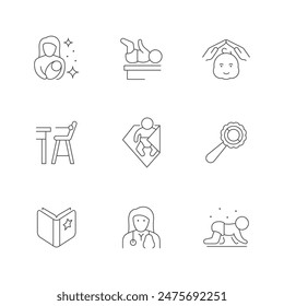 Set line icons of child care