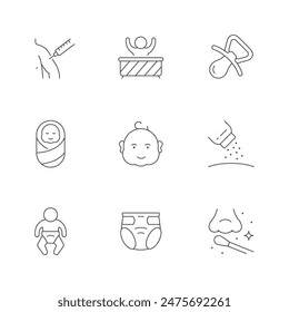 Set line icons of child care