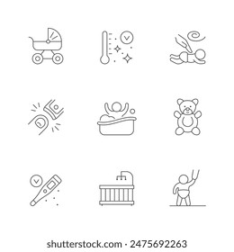 Set line icons of child care