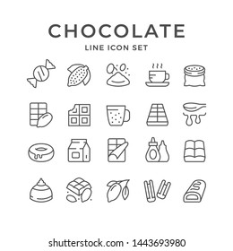 Set line icons of chocolate and cacao