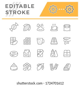Set line icons of chocolate and cacao