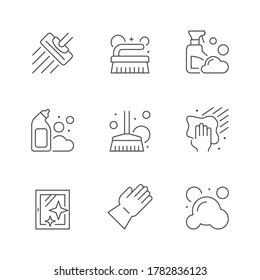 Set line icons of cleaning