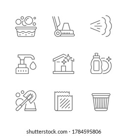 Set line icons of cleaning