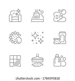 Set line icons of cleaning