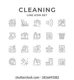 Set line icons of cleaning