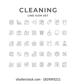 Set line icons of cleaning