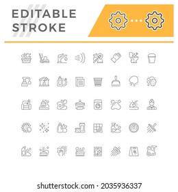Set line icons of cleaning