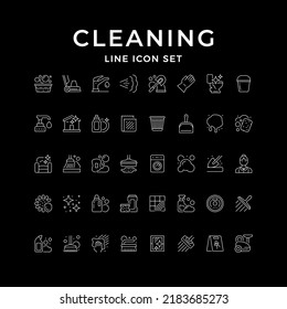 Set line icons of cleaning