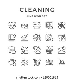 Set line icons of cleaning