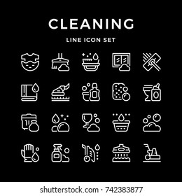 Set line icons of cleaning