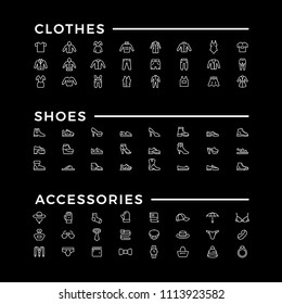 Set line icons of clothes, shoes and accessories