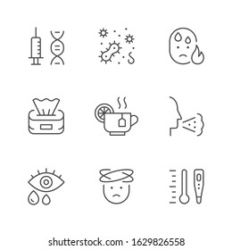 Set line icons of cold and flu